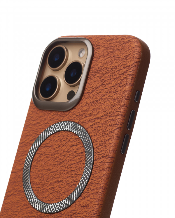 Чехол MagSafe LUXURY Leather Case для iPhone 16 Pro brown
