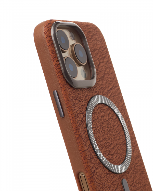 Чехол MagSafe LUXURY Leather Case для iPhone 16 Pro brown