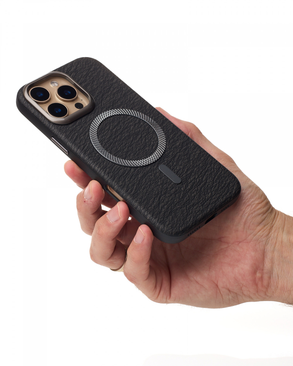 Чехол MagSafe LUXURY Leather Case для iPhone 16 Pro black