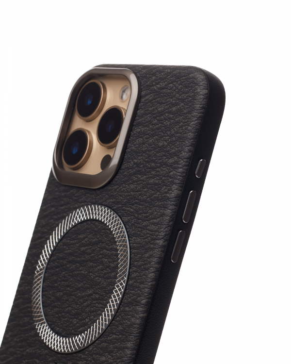 Чехол MagSafe LUXURY Leather Case для iPhone 16 Pro black