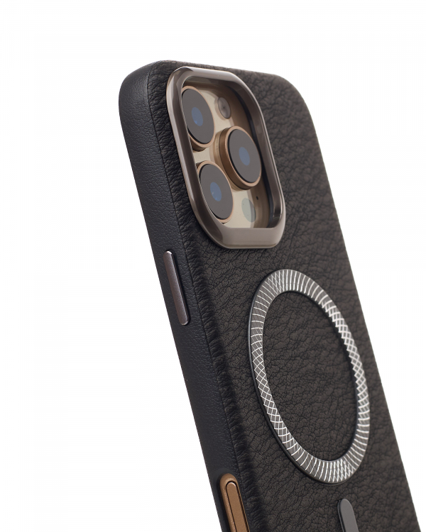 Чехол MagSafe LUXURY Leather Case для iPhone 16 Pro black