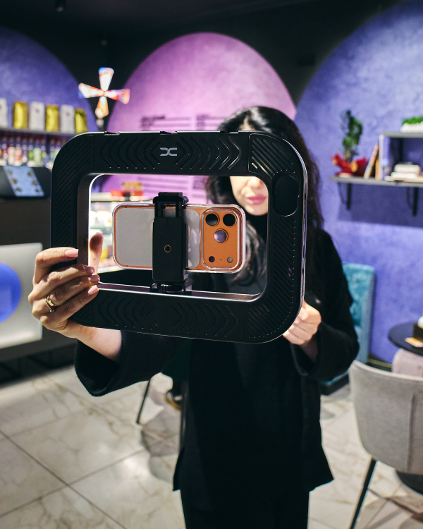 LED-лампа DC Q-01 с держателем для селфи (прямоугольная) черный