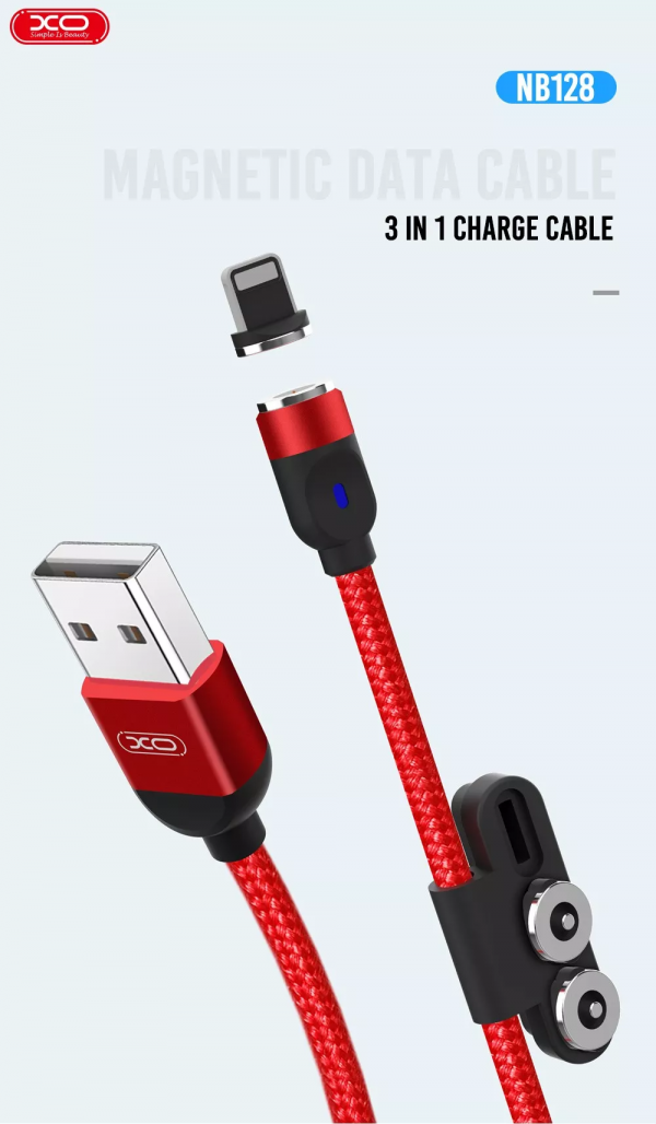 USB cable XO 3in1 (NB128) Magnetic красный