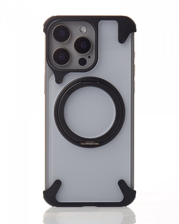 Металлический чехол MagSafe FOUR CORNER AIRBAGS для iPhone 15 Pro Max черный