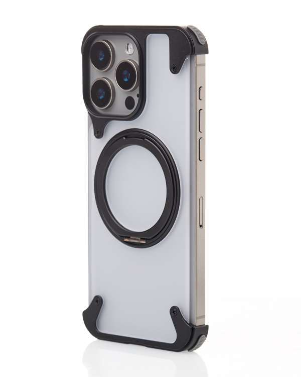 Металлический чехол MagSafe FOUR CORNER AIRBAGS для iPhone 15 Pro Max черный