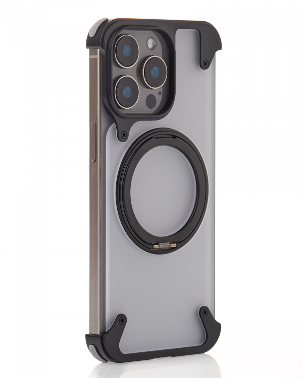 Металлический чехол MagSafe FOUR CORNER AIRBAGS для iPhone 15 Pro Max черный