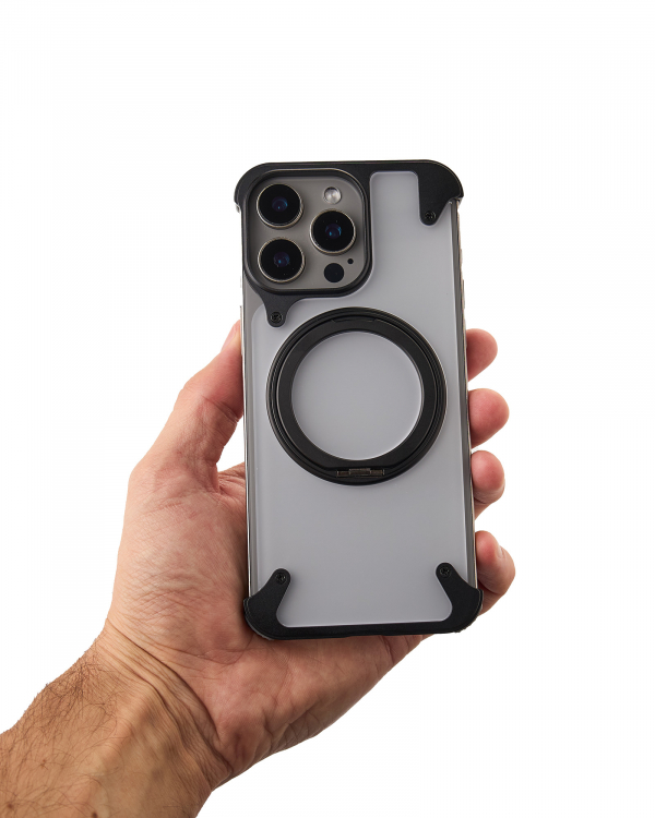 Металлический чехол MagSafe FOUR CORNER AIRBAGS для iPhone 15 Pro Max черный