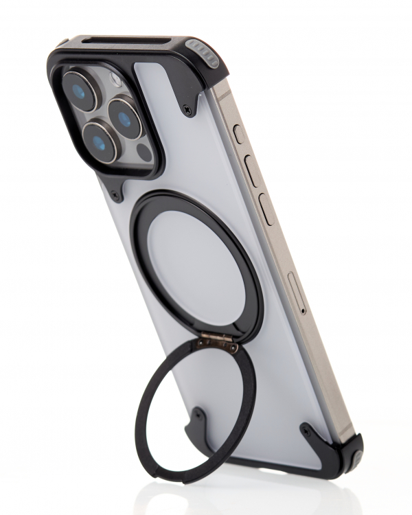 Металлический чехол MagSafe FOUR CORNER AIRBAGS для iPhone 15 Pro Max черный