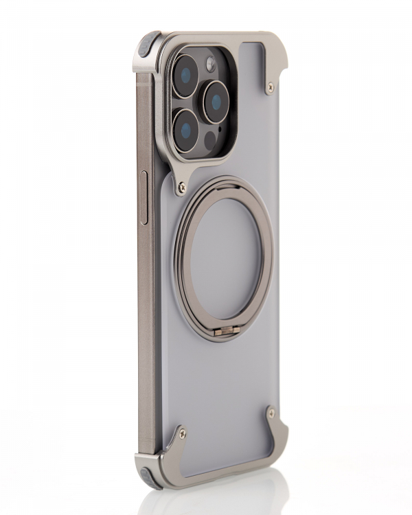 Металлический чехол MagSafe FOUR CORNER AIRBAGS для iPhone 15 Pro Max серый