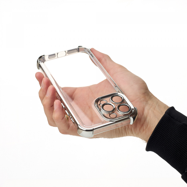 Пластиковый чехол FRAME CORNER для iPhone 14 Pro серебряный