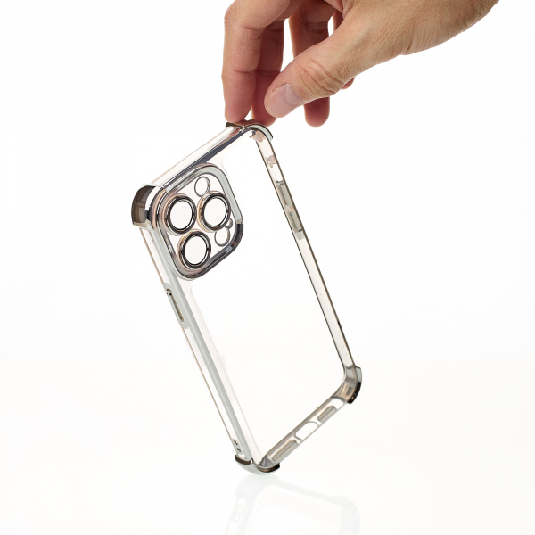 Пластиковый чехол FRAME CORNER для iPhone 15 Pro серебряный