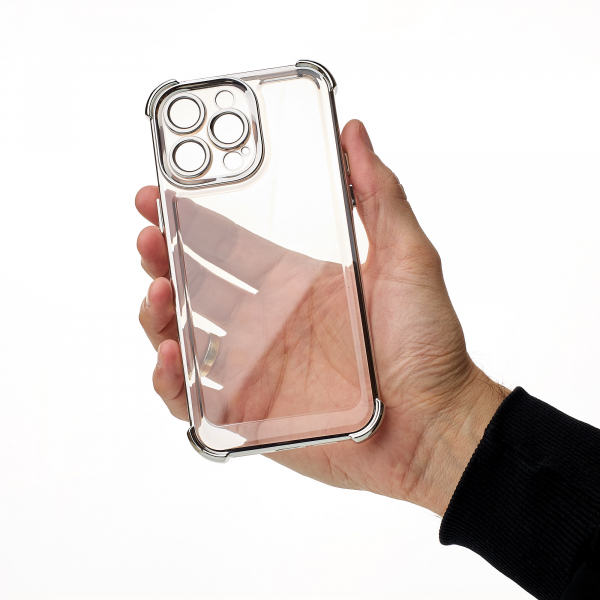 Пластиковый чехол FRAME CORNER для iPhone 15 Pro Max серебряный