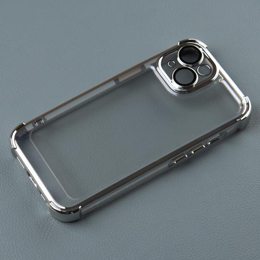 Пластиковый чехол FRAME CORNER для iPhone 15 серебряный