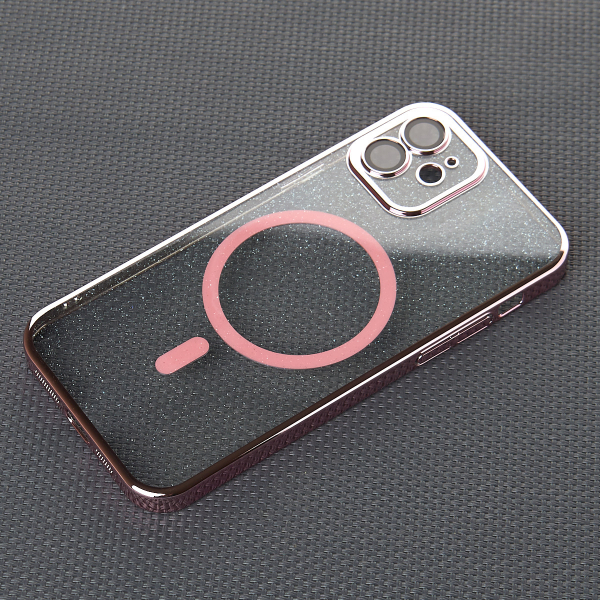 Пластиковый чехол MagSafe "Glitter" для iPhone 12 розовое золото