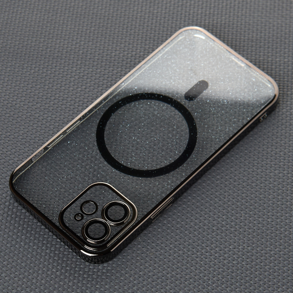 Пластиковый чехол MagSafe "Glitter" для iPhone 12 черный
