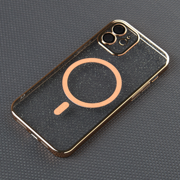Пластиковый чехол MagSafe "Glitter" для iPhone 12 золотой