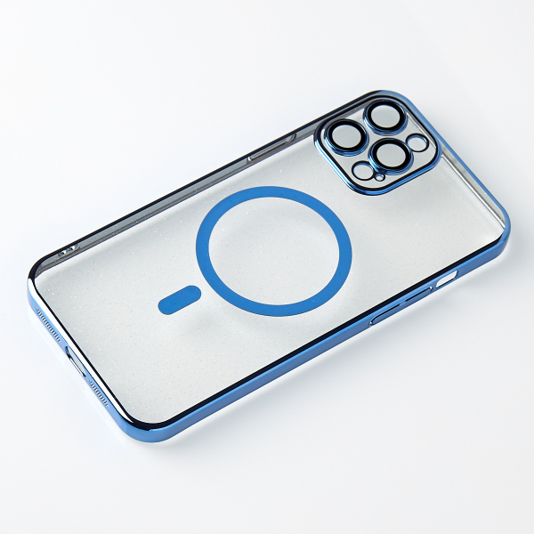 Пластиковый чехол MagSafe "Glitter" для iPhone 13 Pro синий