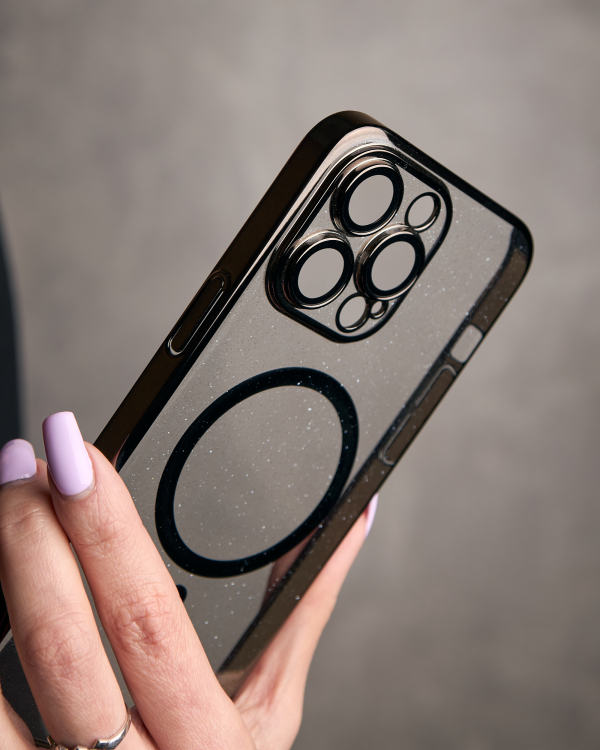 Пластиковый чехол MagSafe "Glitter" для iPhone 13 Pro Max черный