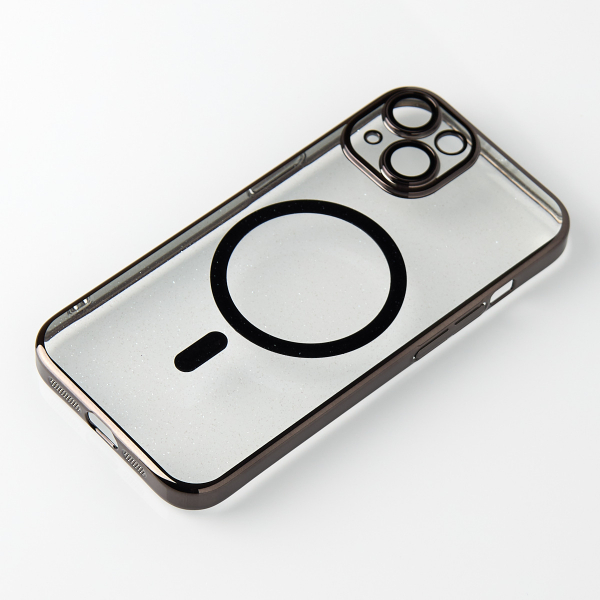 Пластиковый чехол MagSafe "Glitter" для iPhone 15 черный