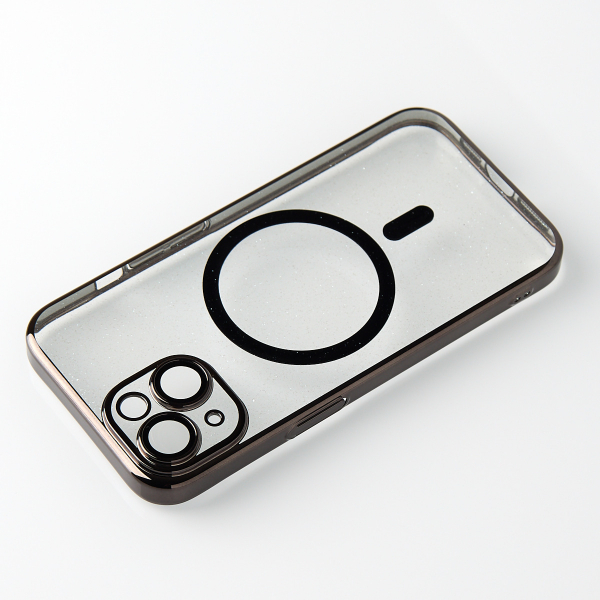 Пластиковый чехол MagSafe "Glitter" для iPhone 15 черный