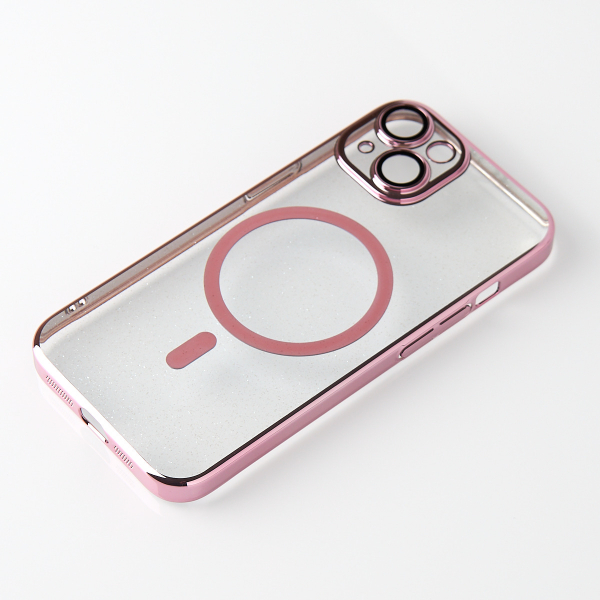 Пластиковый чехол MagSafe "Glitter" для iPhone 15 розовое золото