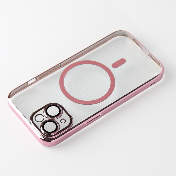 Пластиковый чехол MagSafe "Glitter" для iPhone 15 розовое золото