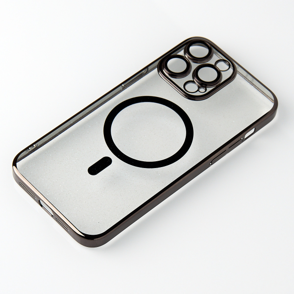 Пластиковый чехол MagSafe "Glitter" для iPhone 15 Pro черный