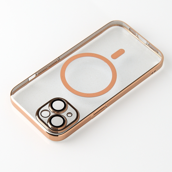 Пластиковый чехол MagSafe "Glitter" для iPhone 15 золотой