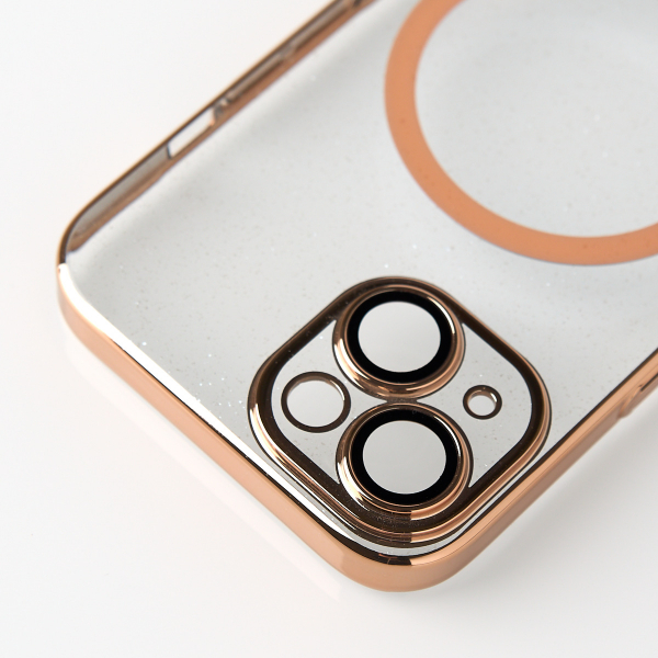 Пластиковый чехол MagSafe "Glitter" для iPhone 15 золотой