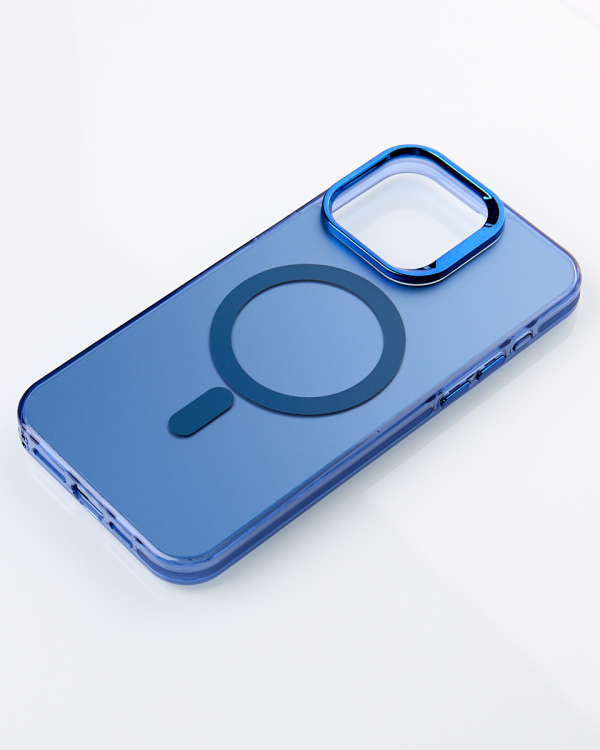 Полиуритановый чехол IMD Colors с поддержкой MagSafe для iPhone 15 Pro синий