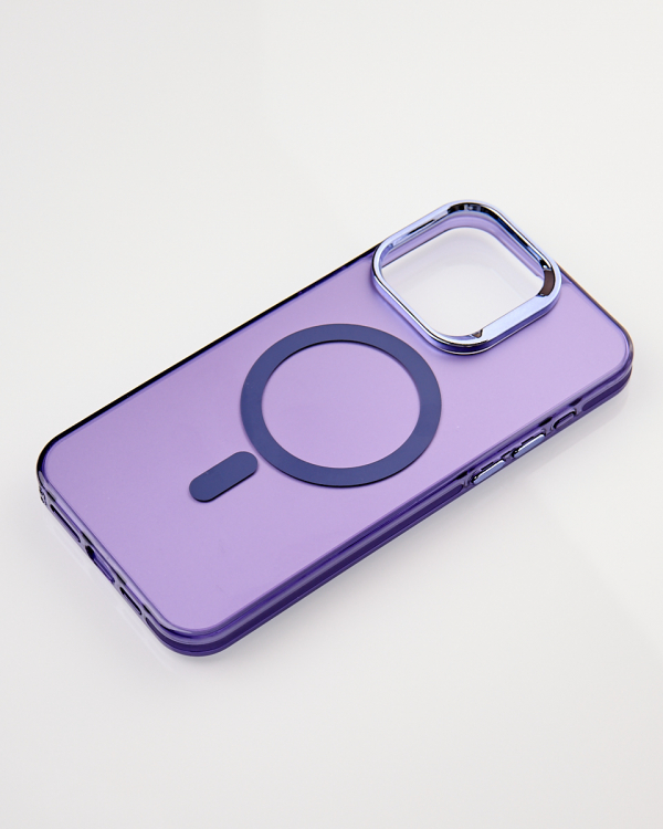 Полиуритановый чехол IMD Colors с поддержкой MagSafe для iPhone 15 Pro фиолетовый