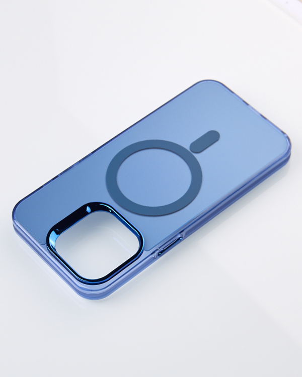 Полиуритановый чехол IMD Colors с поддержкой MagSafe для iPhone 14 Pro синий