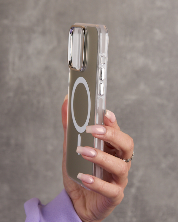 Полиуритановый чехол IMD Colors с поддержкой MagSafe для iPhone 11 Pro Max серебряный