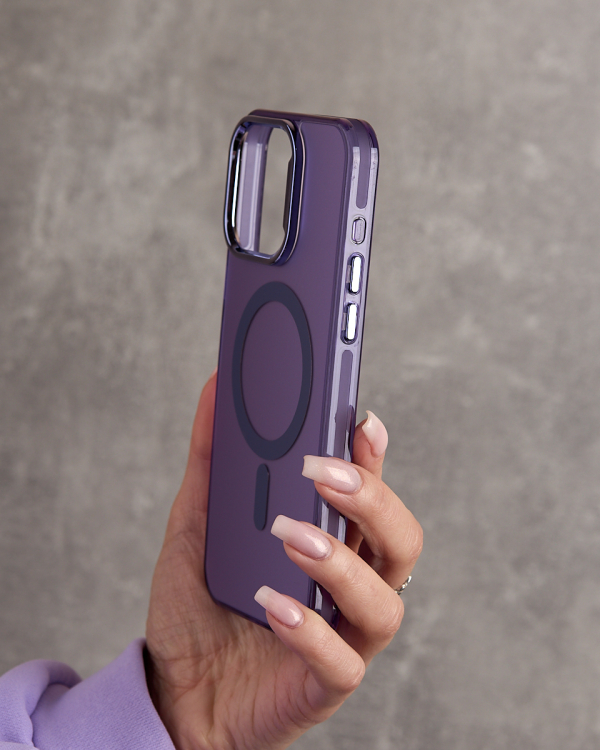 Полиуритановый чехол IMD Colors с поддержкой MagSafe для iPhone 12 Pro Max фиолетовый