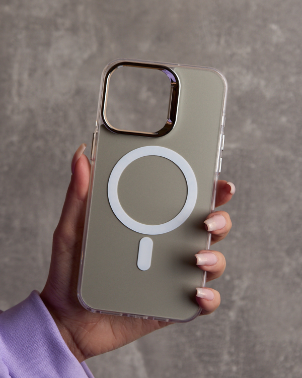 Полиуритановый чехол MagSafe "IMD Colors" для iPhone 13 / iPhone 14 серебряный