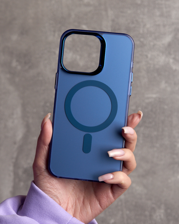 Полиуритановый чехол IMD Colors с поддержкой MagSafe для iPhone 13 Pro синий