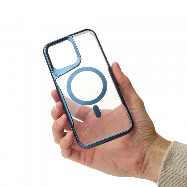 Пластиковый чехол MagSafe NEWZONE для iPhone 15 Pro синий