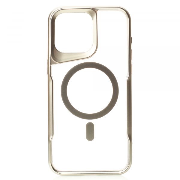 Пластиковый чехол MagSafe NEWZONE для iPhone 15 Pro серебряный
