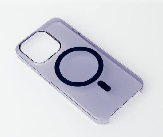 Пластиковый чехол OrigCase "Clear" with MagSafe для iPhone 15 фиолетовый