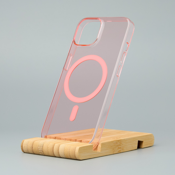 Пластиковый чехол OrigCase "Clear" with MagSafe для iPhone 15 Pro Max пудра