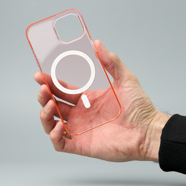 Пластиковый чехол OrigCase "Clear" with MagSafe для iPhone 15 Pro Max пудра