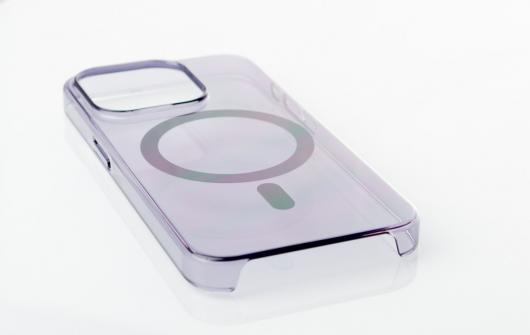 Пластиковый чехол OrigCase "Clear" with MagSafe для iPhone 15 фиолетовый