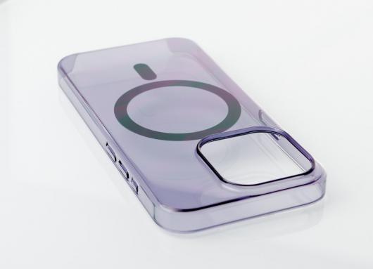 Пластиковый чехол OrigCase "Clear" with MagSafe для iPhone 15 фиолетовый