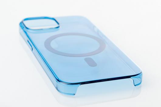 Пластиковый чехол OrigCase "Clear" with MagSafe для iPhone 15 синий