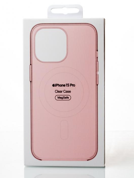 Пластиковый чехол OrigCase "Clear" with MagSafe для iPhone 15 Pro пудра