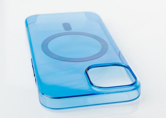 Пластиковый чехол OrigCase "Clear" with MagSafe для iPhone 15 синий