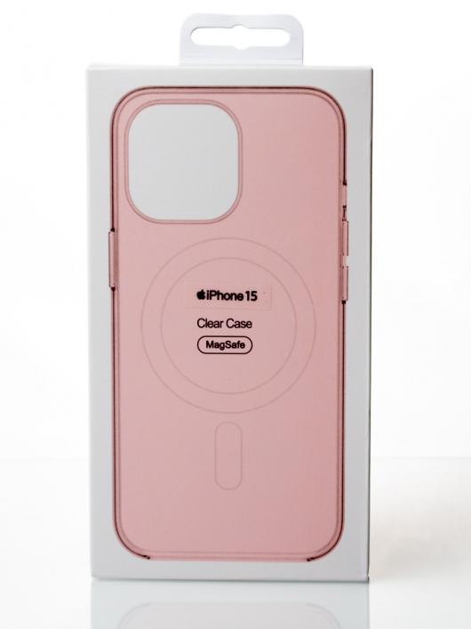 Пластиковый чехол OrigCase "Clear" with MagSafe для iPhone 15 пудра