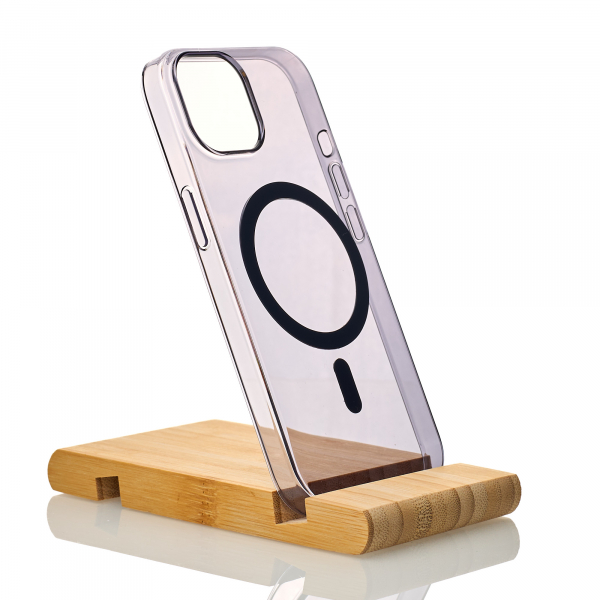 Пластиковый чехол OrigCase "Clear" with MagSafe для iPhone 15 Pro Max фиолетовый