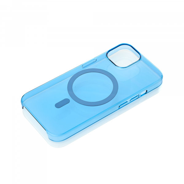 Пластиковый чехол OrigCase "Clear" with MagSafe для iPhone 15 Pro Max синий