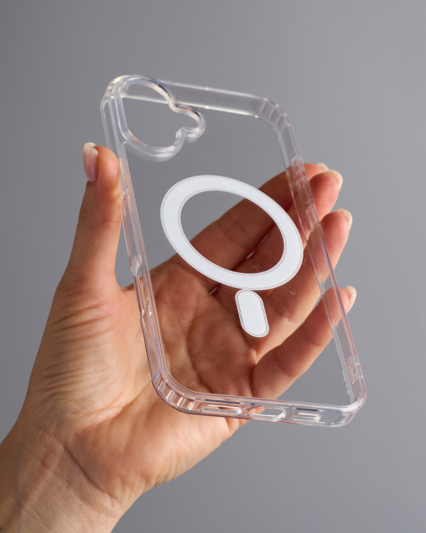 Силиконовый чехол MagSafe CLEAR для iPhone 16 Plus прозрачный